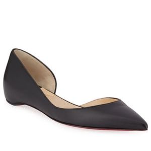 Louboutin Iriza Half D'Orsay Black Leather Flats